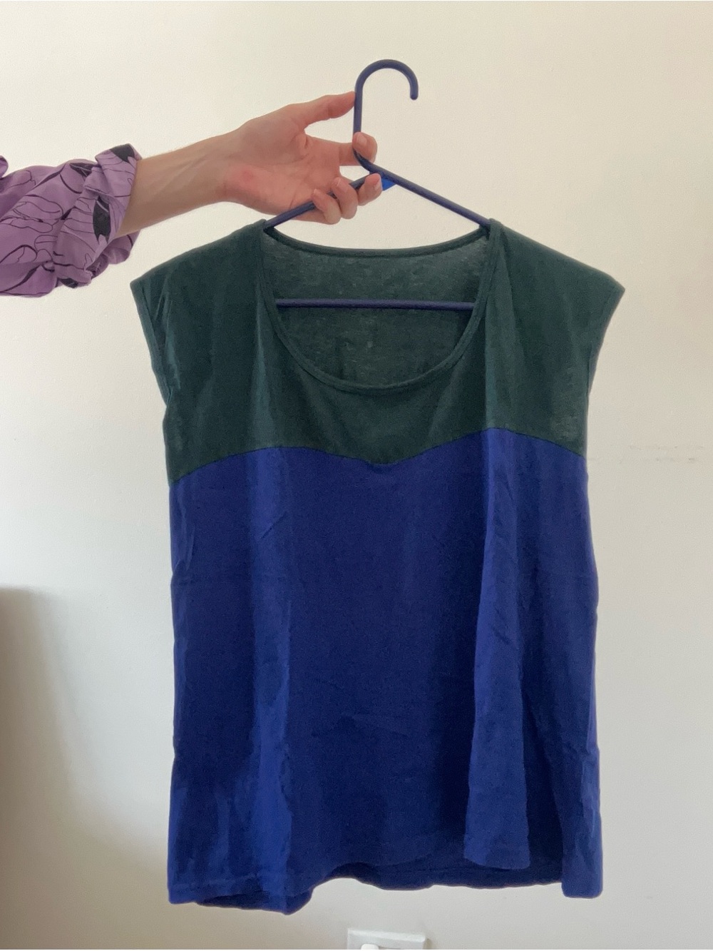 American Apparel Forest Green and Navy Colorblock Tank